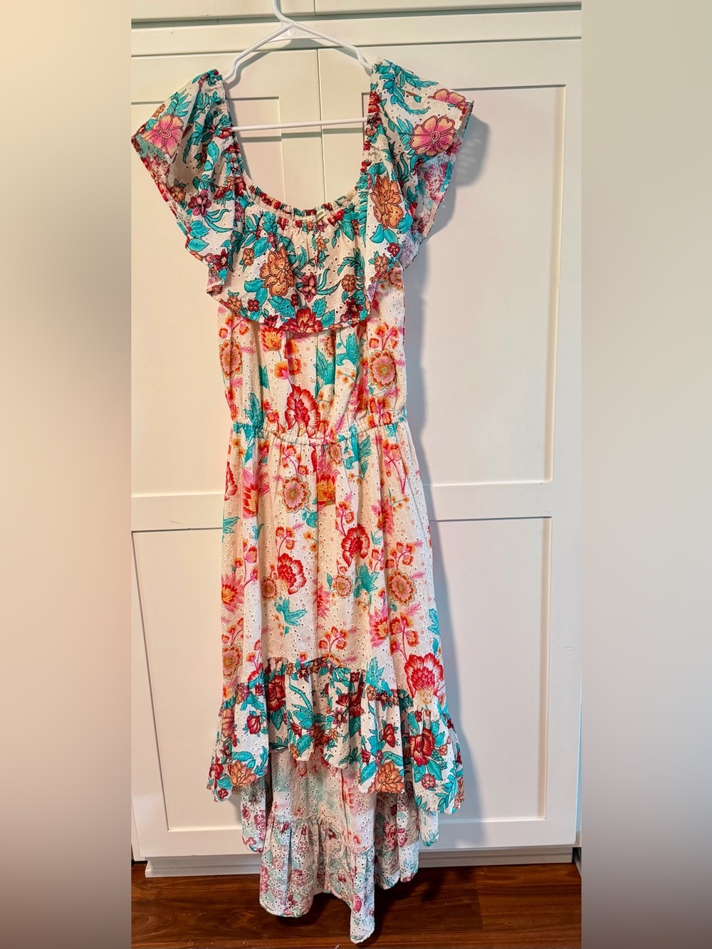 NEW With TAGS Tolani Colorful High-low Maxi Dress with Eyelet Detail